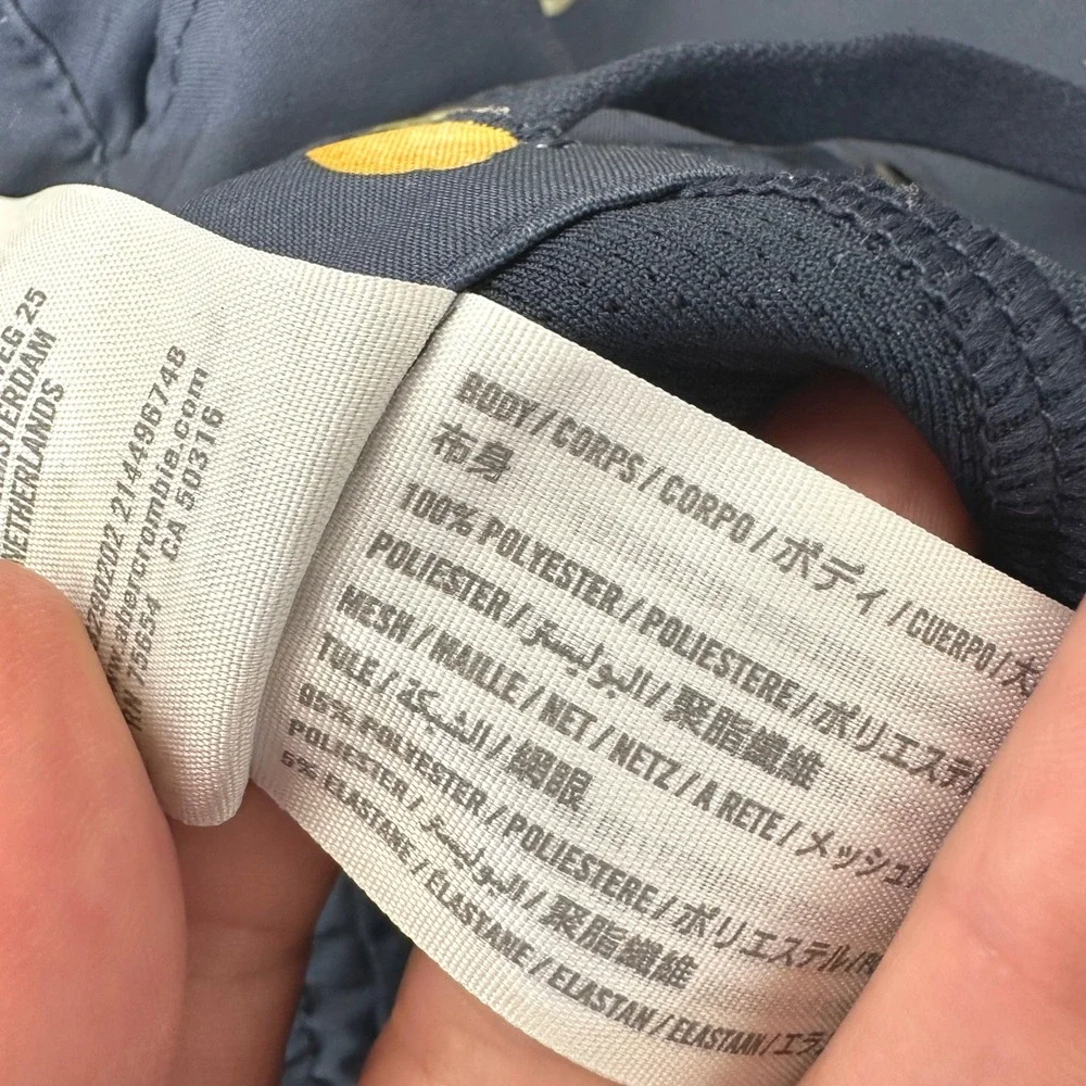 Abercrombie & Fitch Mens‎ Navy Lemon Print Swim Trunks Large Stretch Mesh Liner